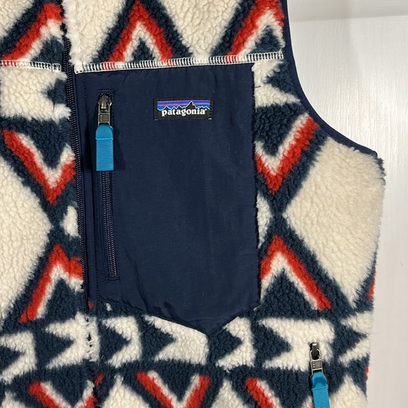 EXC🔥 Patagonia Retro-X VEST Women’s L Brass Hawk Smoulder Blue Sherpa Deep Pile - Picture 3 of 14